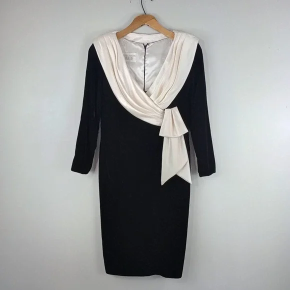 Beautiful Vintage 1980s Nancy Johnson Premiere Black Velvet Dress Size 8 - Picture 1 of 9